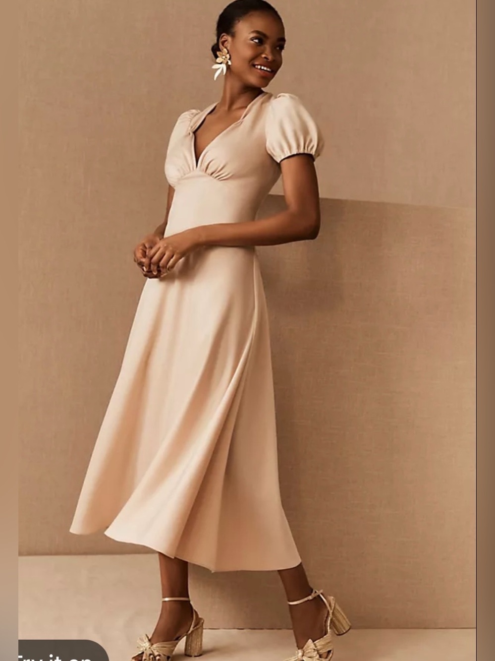 Anthropologie BHLDN Sachin + Babi Shelley Satin Midi Dress in Oyster Pink Size 6
